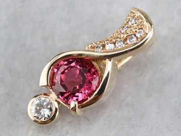 Modern Pink Sapphire and Diamond Pendant