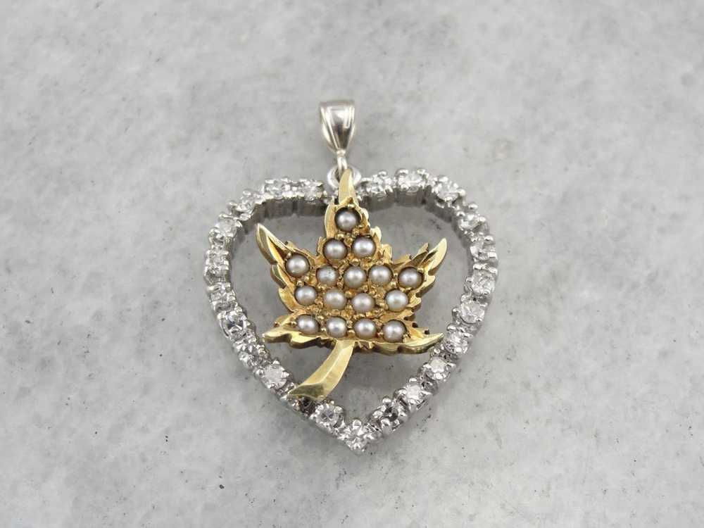 Little Maple Leaf and Diamond Heart Pendant - image 2