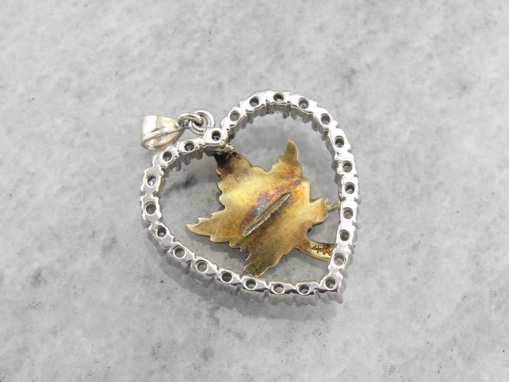 Little Maple Leaf and Diamond Heart Pendant - image 4