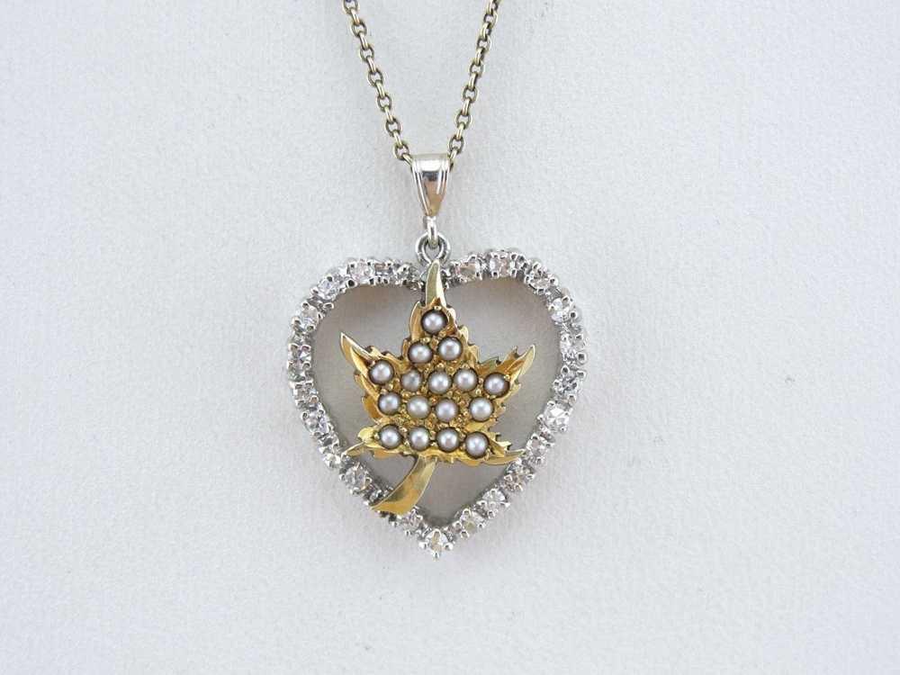 Little Maple Leaf and Diamond Heart Pendant - image 5