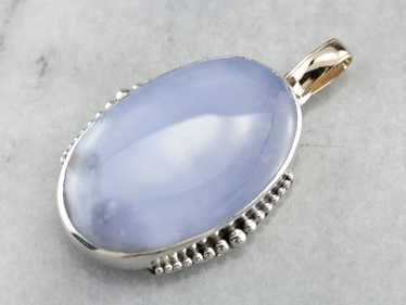 Periwinkle Blue Agate Mixed Metal Pendant - image 1