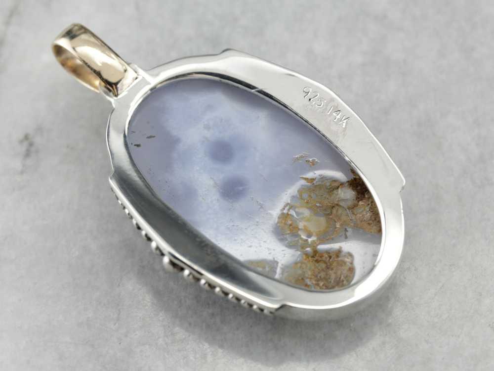 Periwinkle Blue Agate Mixed Metal Pendant - image 2