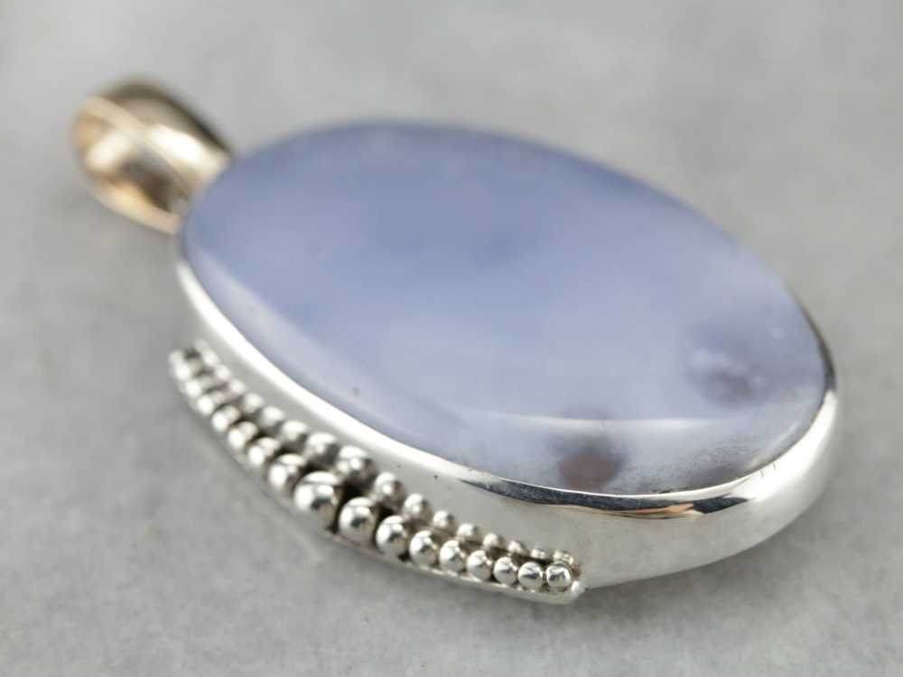 Periwinkle Blue Agate Mixed Metal Pendant - image 3