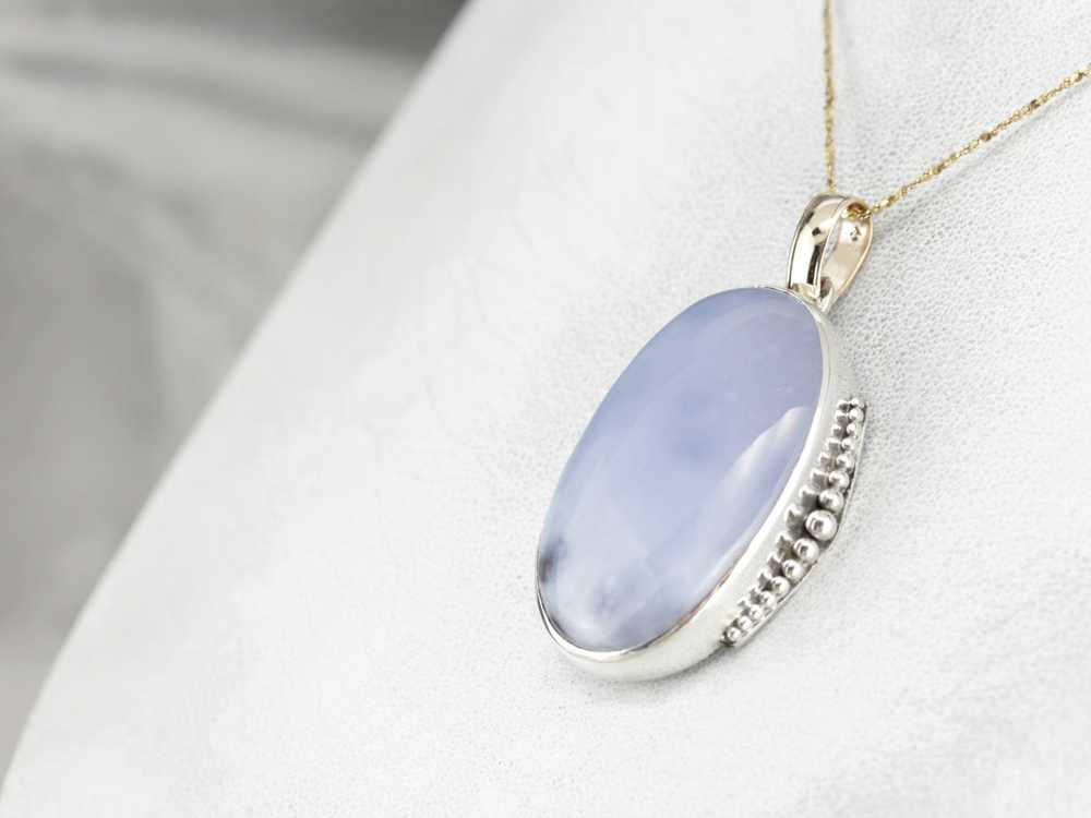 Periwinkle Blue Agate Mixed Metal Pendant - image 4