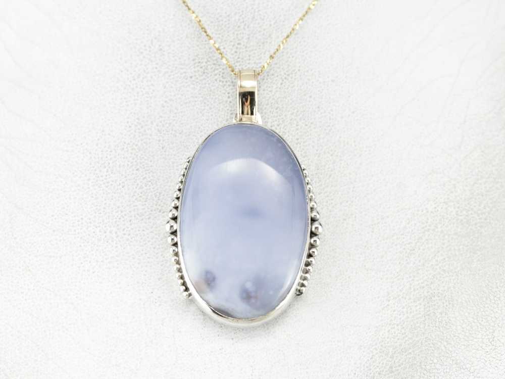 Periwinkle Blue Agate Mixed Metal Pendant - image 5