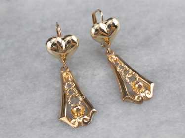 Gold Heart Bar Drop Earrings - image 1