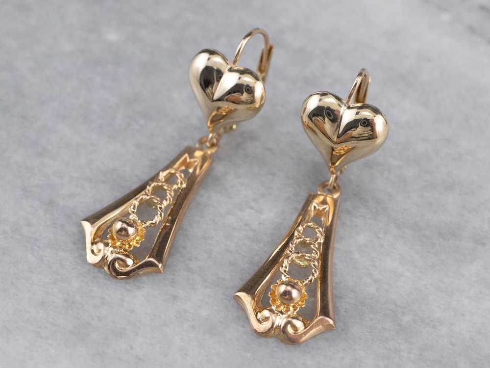 Gold Heart Bar Drop Earrings - image 4