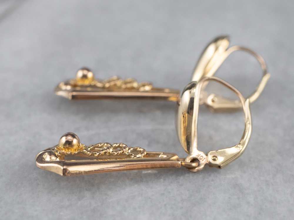 Gold Heart Bar Drop Earrings - image 5