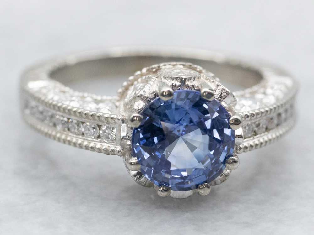 Sapphire Engagement Ring with Diamond Accents - image 2