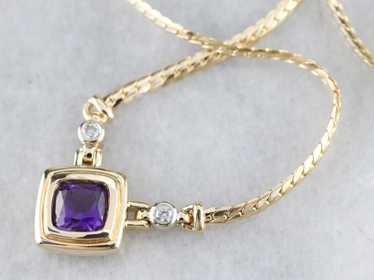 Modernist Amethyst and Diamond Necklace - image 1