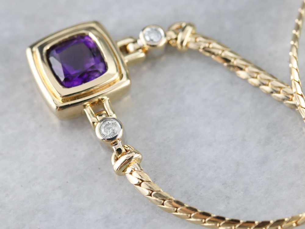 Modernist Amethyst and Diamond Necklace - image 3