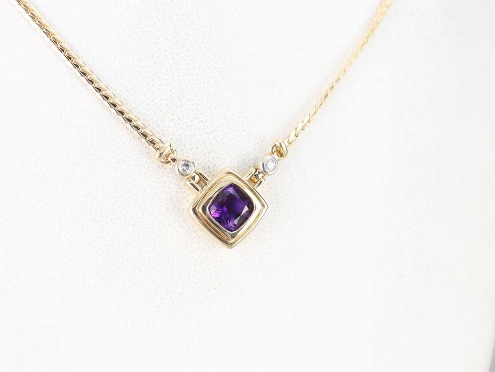 Modernist Amethyst and Diamond Necklace - image 5