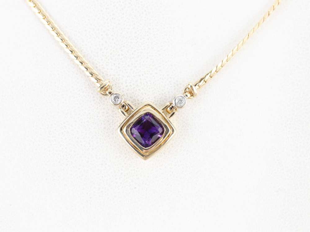 Modernist Amethyst and Diamond Necklace - image 6