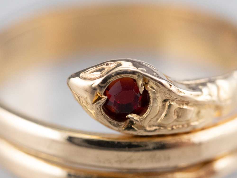 Antique Ruby Glass Snake Ring - image 6