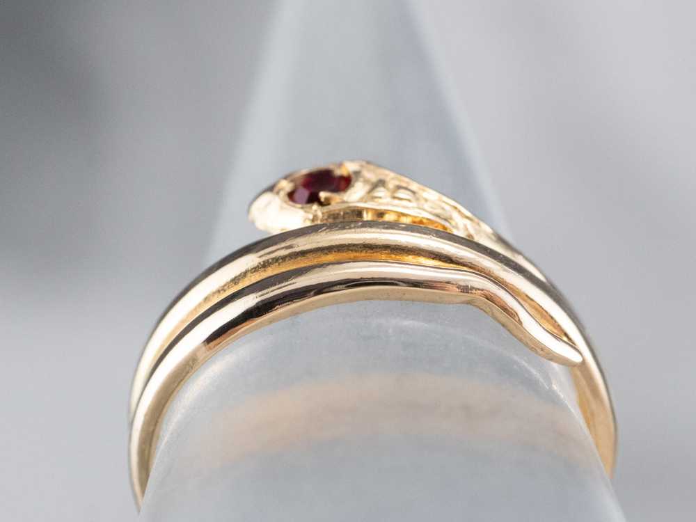 Antique Ruby Glass Snake Ring - image 8