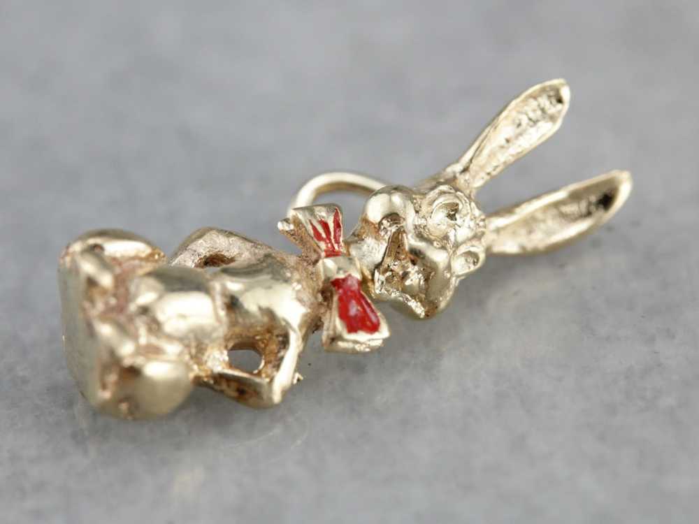 Vintage Enameled Rabbit Charm - image 2