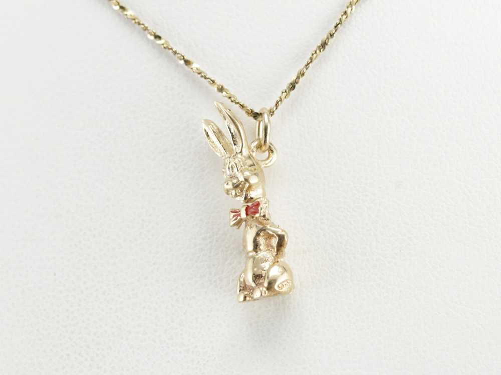 Vintage Enameled Rabbit Charm - image 5