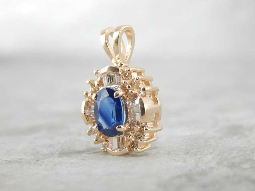 Beautiful and Refined Sapphire and Diamond Pendan… - image 2