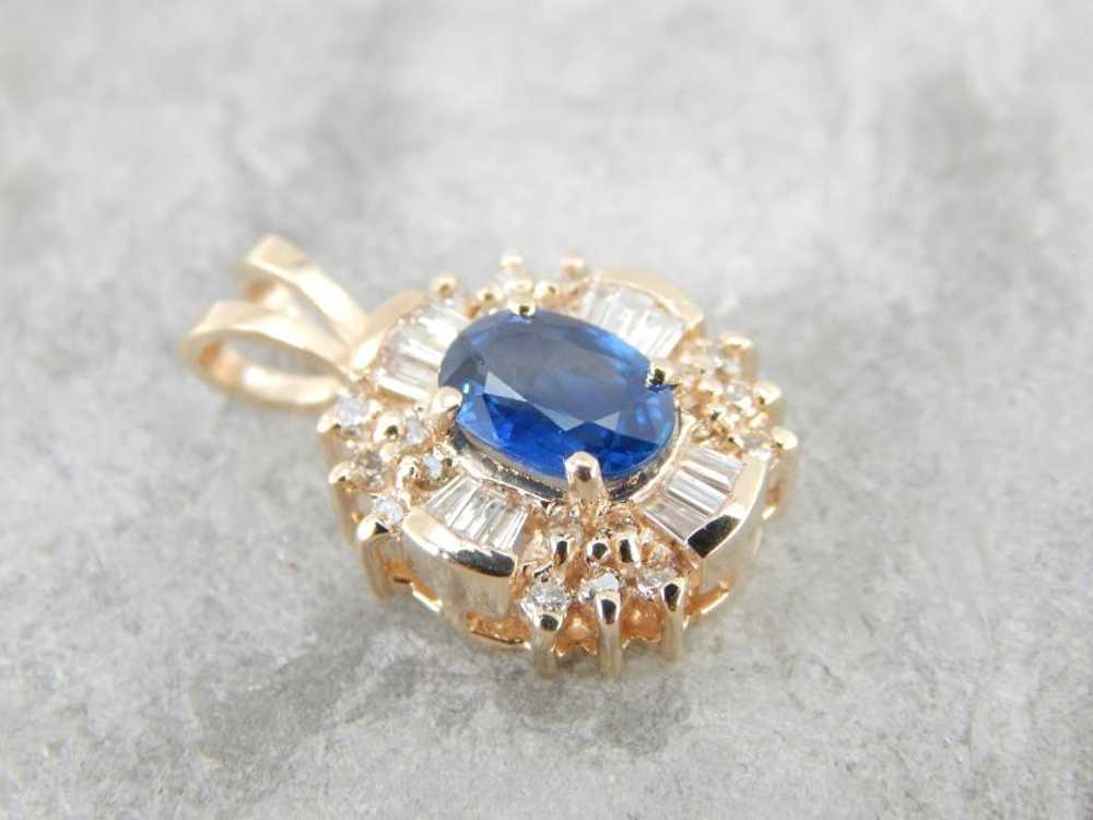 Beautiful and Refined Sapphire and Diamond Pendan… - image 3