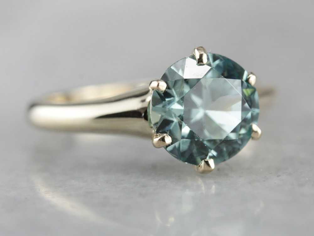 Blue Zircon Solitaire Ring - image 2