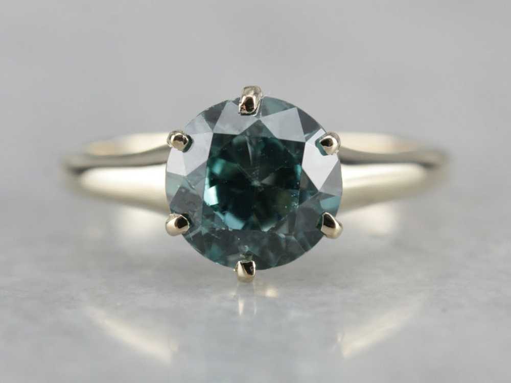 Blue Zircon Solitaire Ring - image 3