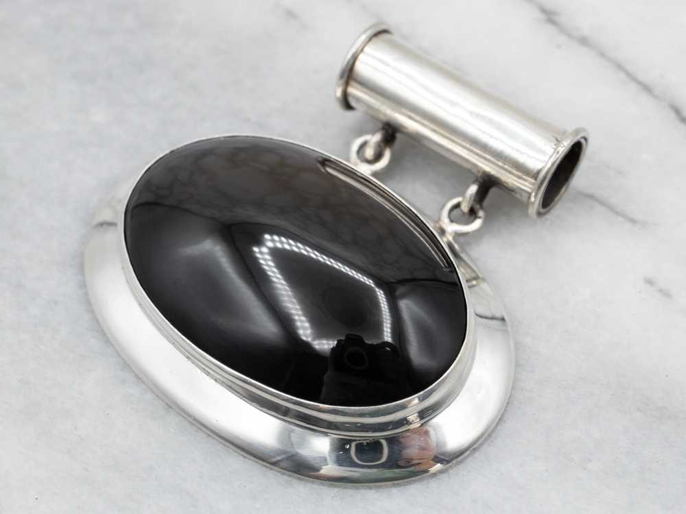 Sterling Silver Large Rainbow Obsidian Pendant - image 3