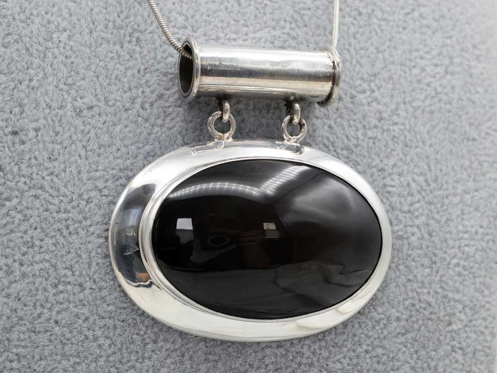 Sterling Silver Large Rainbow Obsidian Pendant - image 8