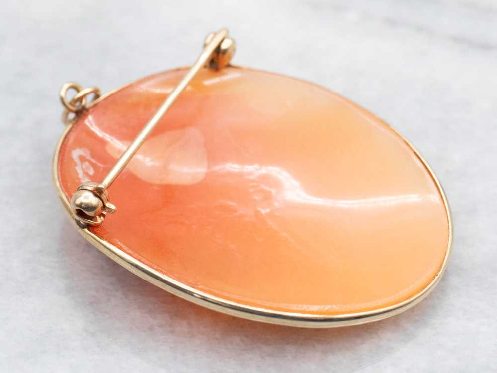 Yellow Gold Oval Cut Cameo Brooch or Pendant - image 2