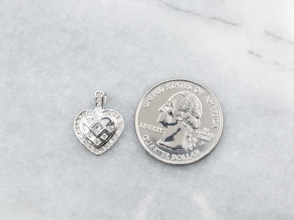 Platinum Princess and Round Cut Diamond Heart Pen… - image 3