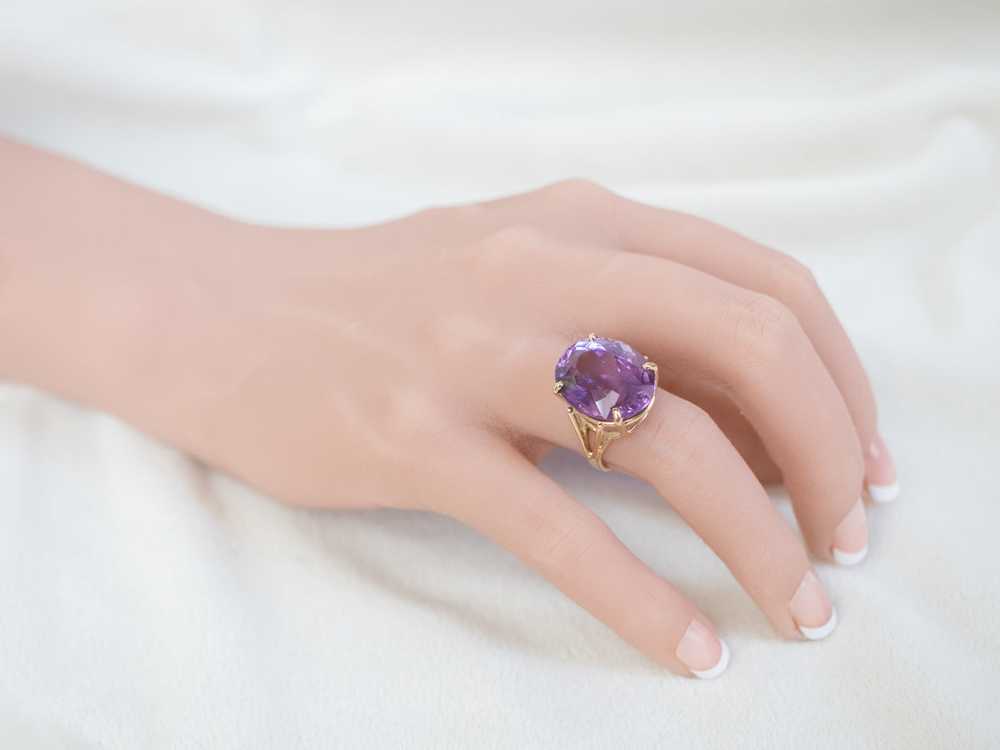 Gold Amethyst Cocktail Ring - image 10