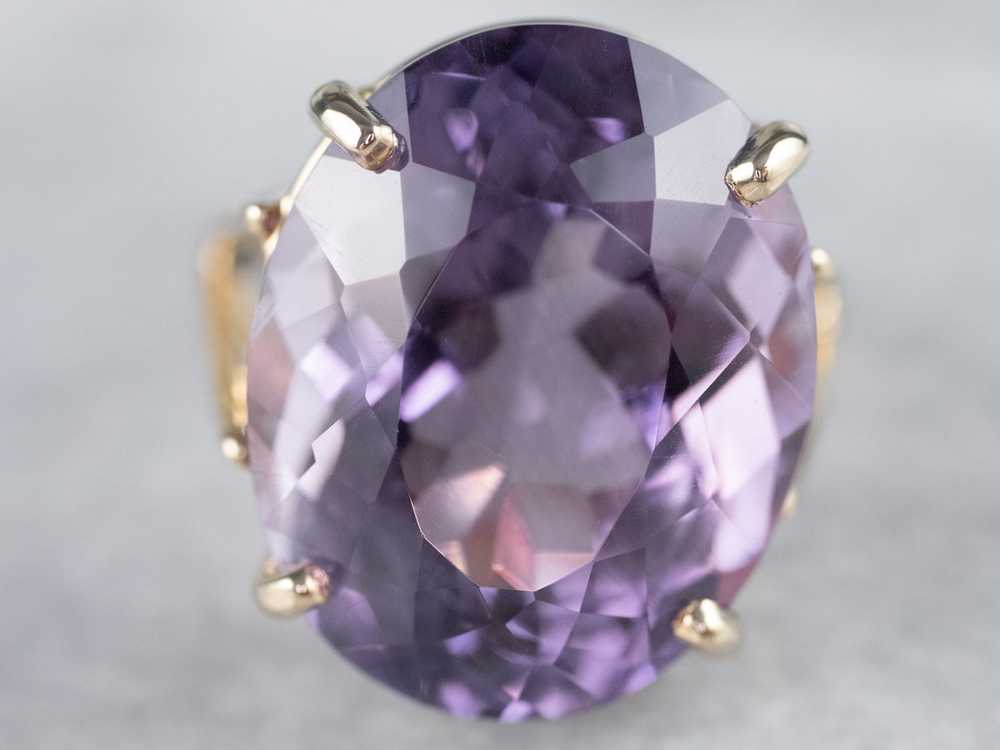 Gold Amethyst Cocktail Ring - image 2