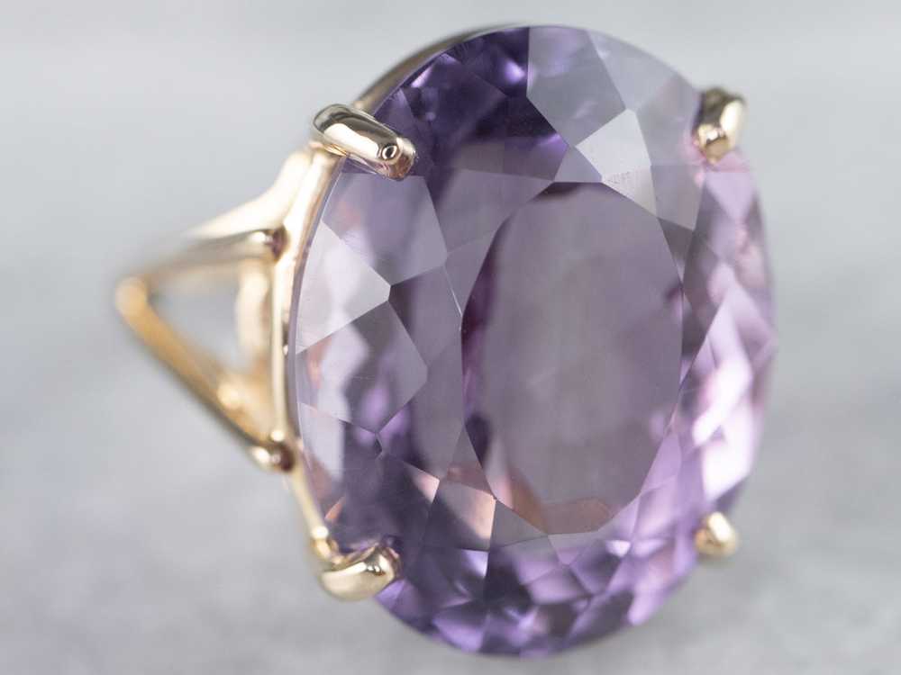 Gold Amethyst Cocktail Ring - image 3