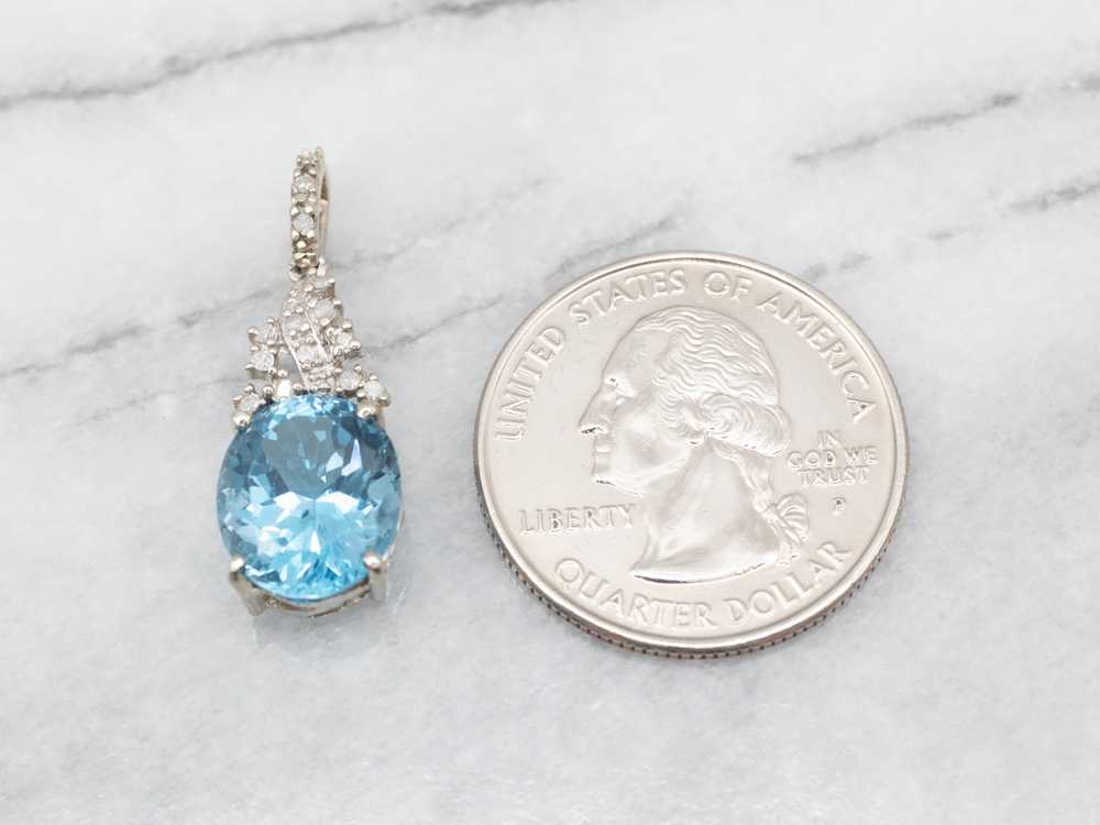 White Gold Blue Topaz and Diamond Pendant - image 2