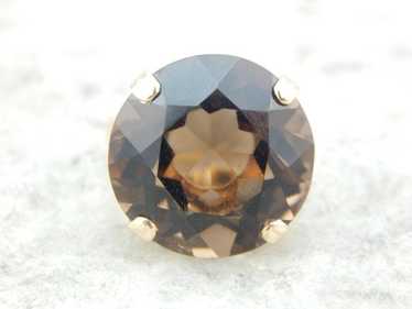 Smoky Quartz and Vintage Gold Bauble Ring - image 1