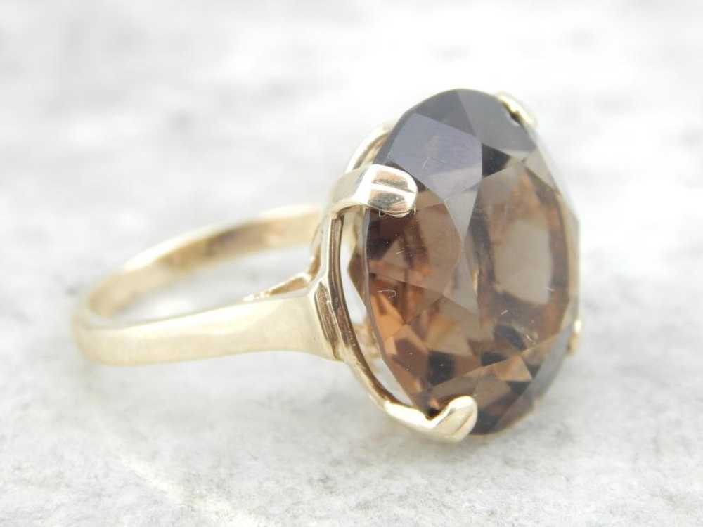 Smoky Quartz and Vintage Gold Bauble Ring - image 2