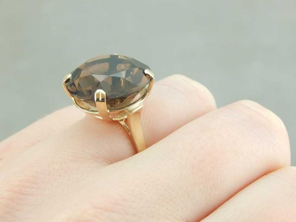 Smoky Quartz and Vintage Gold Bauble Ring - image 4