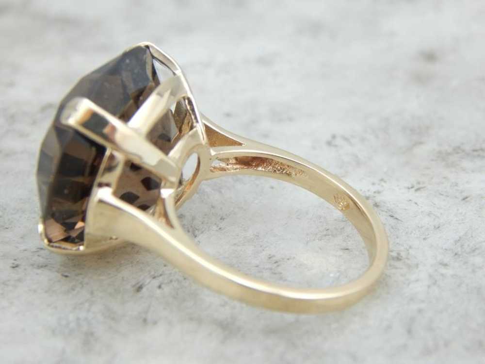 Smoky Quartz and Vintage Gold Bauble Ring - image 5