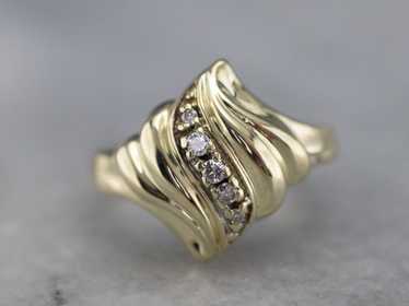 Yellow Gold Diamond Cocktail Ring - image 1