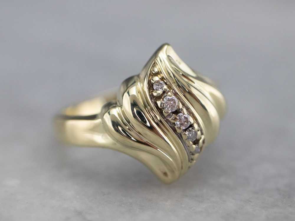 Yellow Gold Diamond Cocktail Ring - image 2