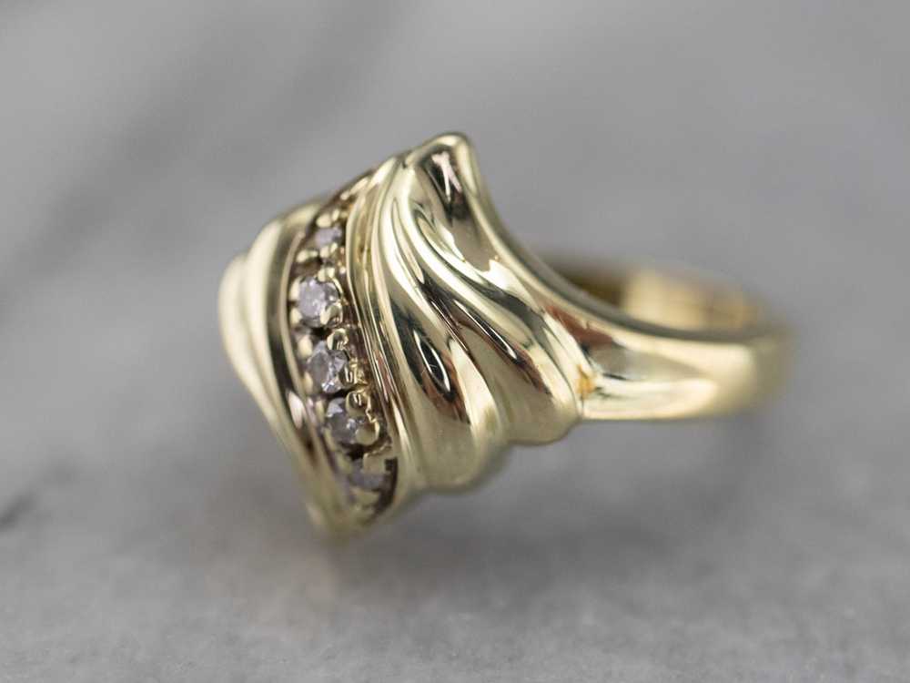 Yellow Gold Diamond Cocktail Ring - image 3