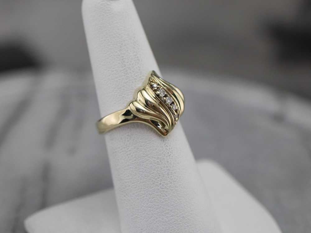 Yellow Gold Diamond Cocktail Ring - image 7