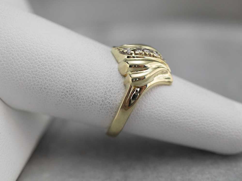 Yellow Gold Diamond Cocktail Ring - image 8