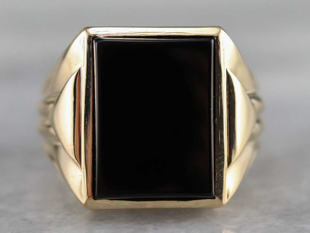 Retro Era Black Onyx Men's Ring - image 1