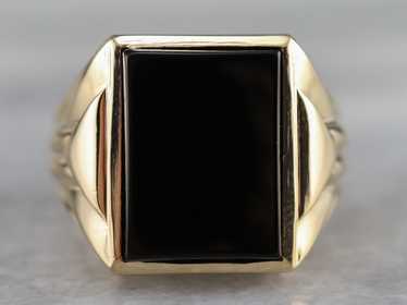 Retro Era Black Onyx Men's Ring - image 1