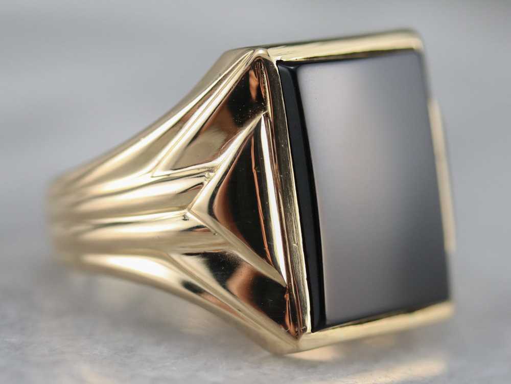 Retro Era Black Onyx Men's Ring - image 2