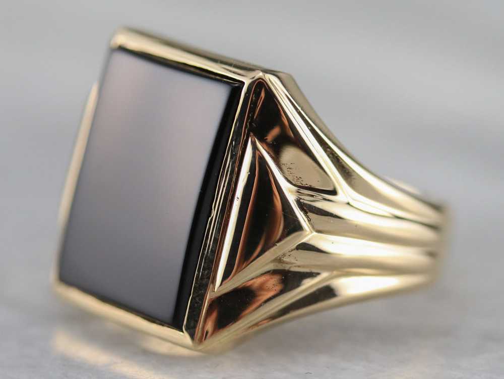 Retro Era Black Onyx Men's Ring - image 3