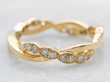 Yellow Gold Diamond Twisted Band - image 1