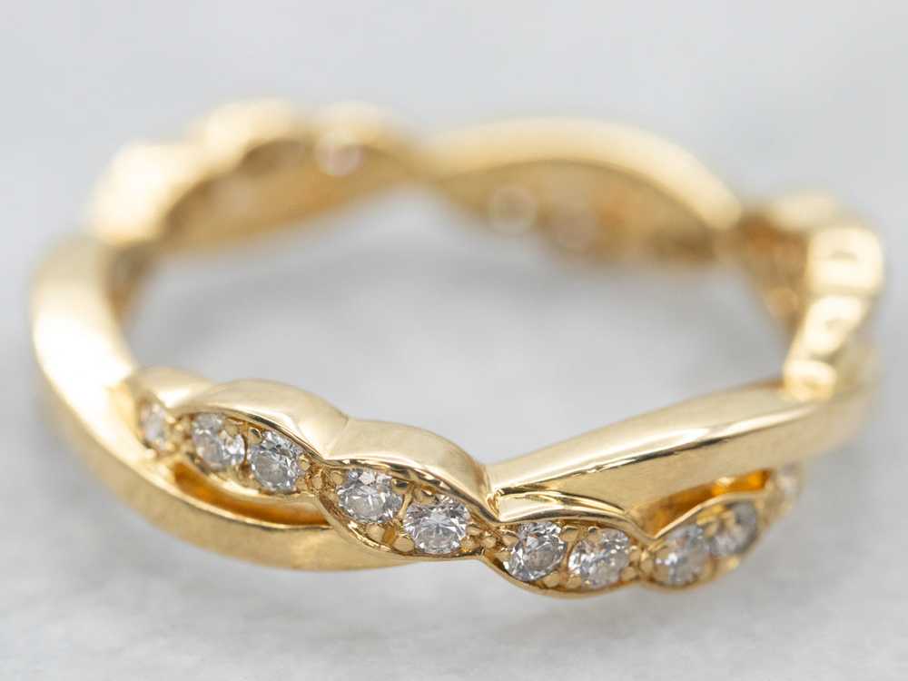 Yellow Gold Diamond Twisted Band - image 2