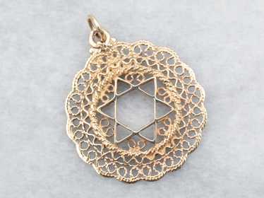 Yellow Gold Star of David with Filigree Frame - image 1