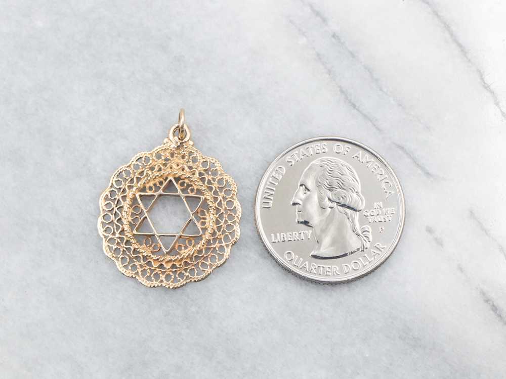 Yellow Gold Star of David with Filigree Frame - image 3